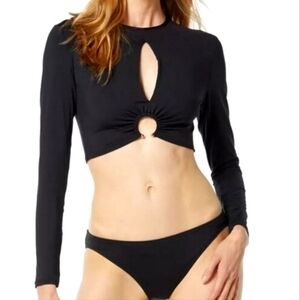 Michael Kors Women's Black Long Sleeve Swim Bikini & Bottom Set Size Small